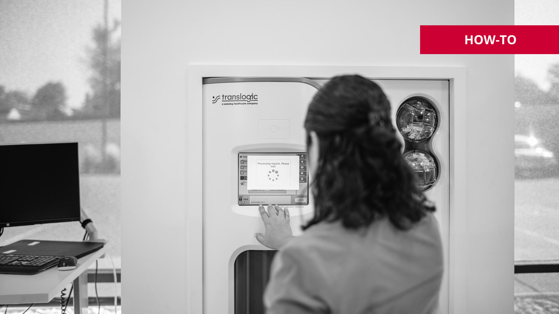 Hospital staff using TransLogic pneumatic tube system station