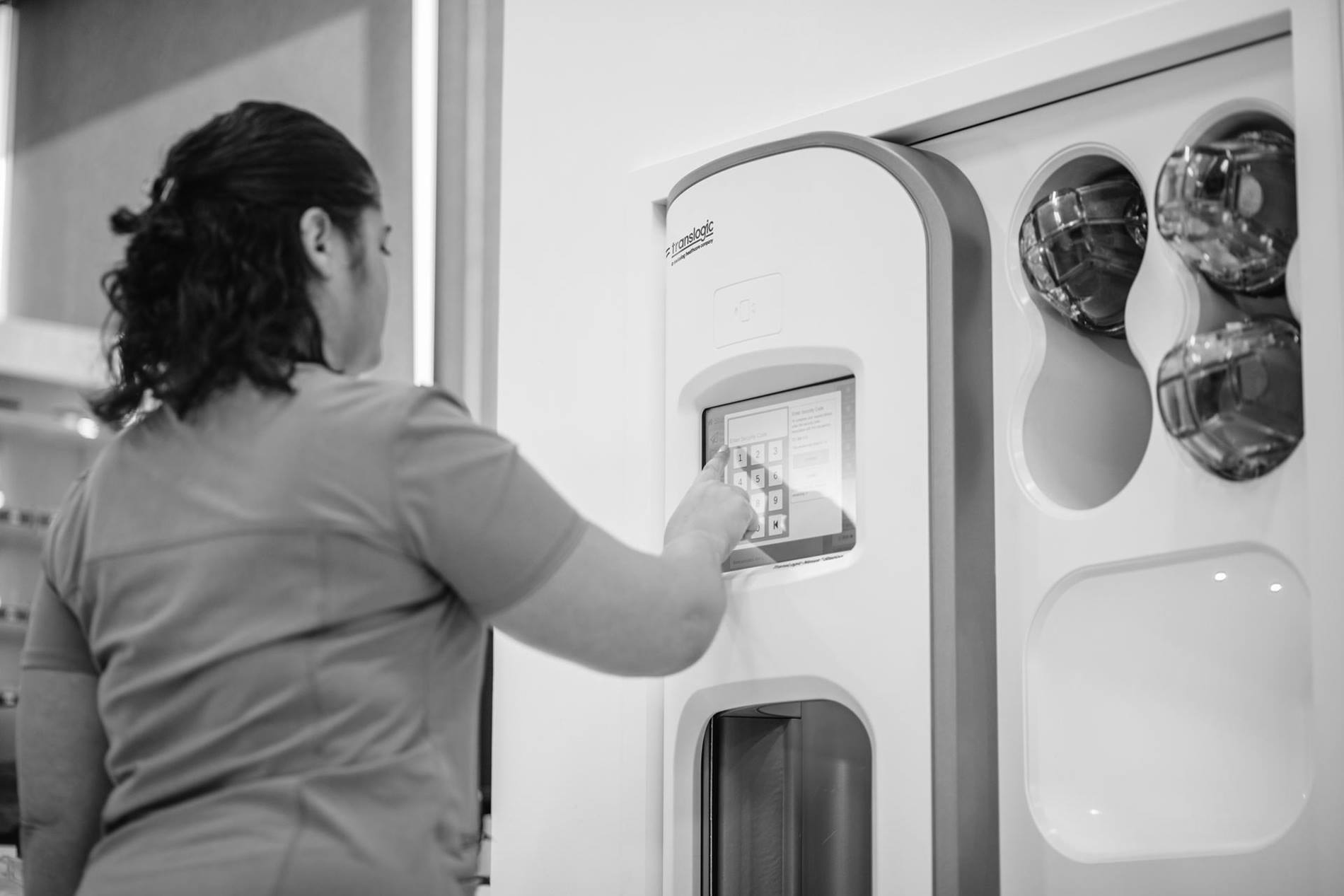 hospital staff using pneumatic tube system