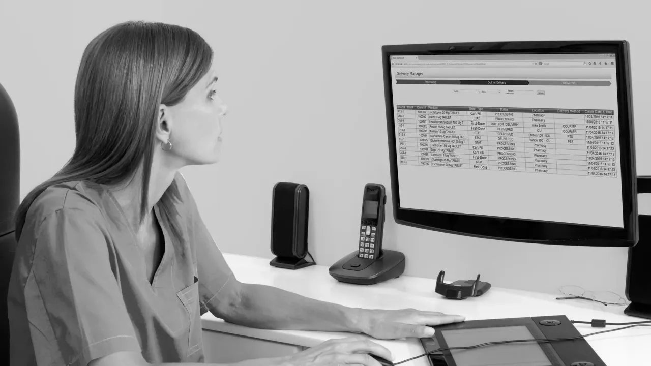 hospital staff using desktop