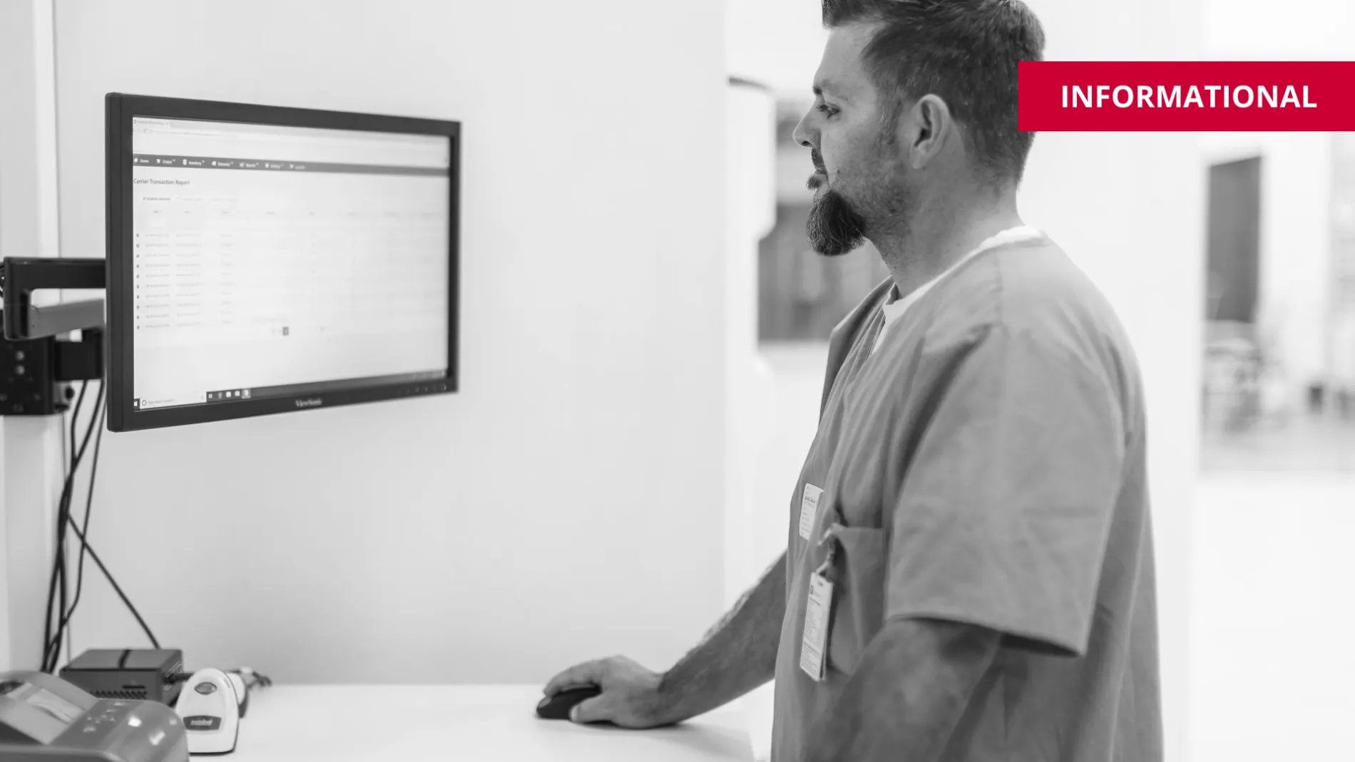 Hospital staff using computer