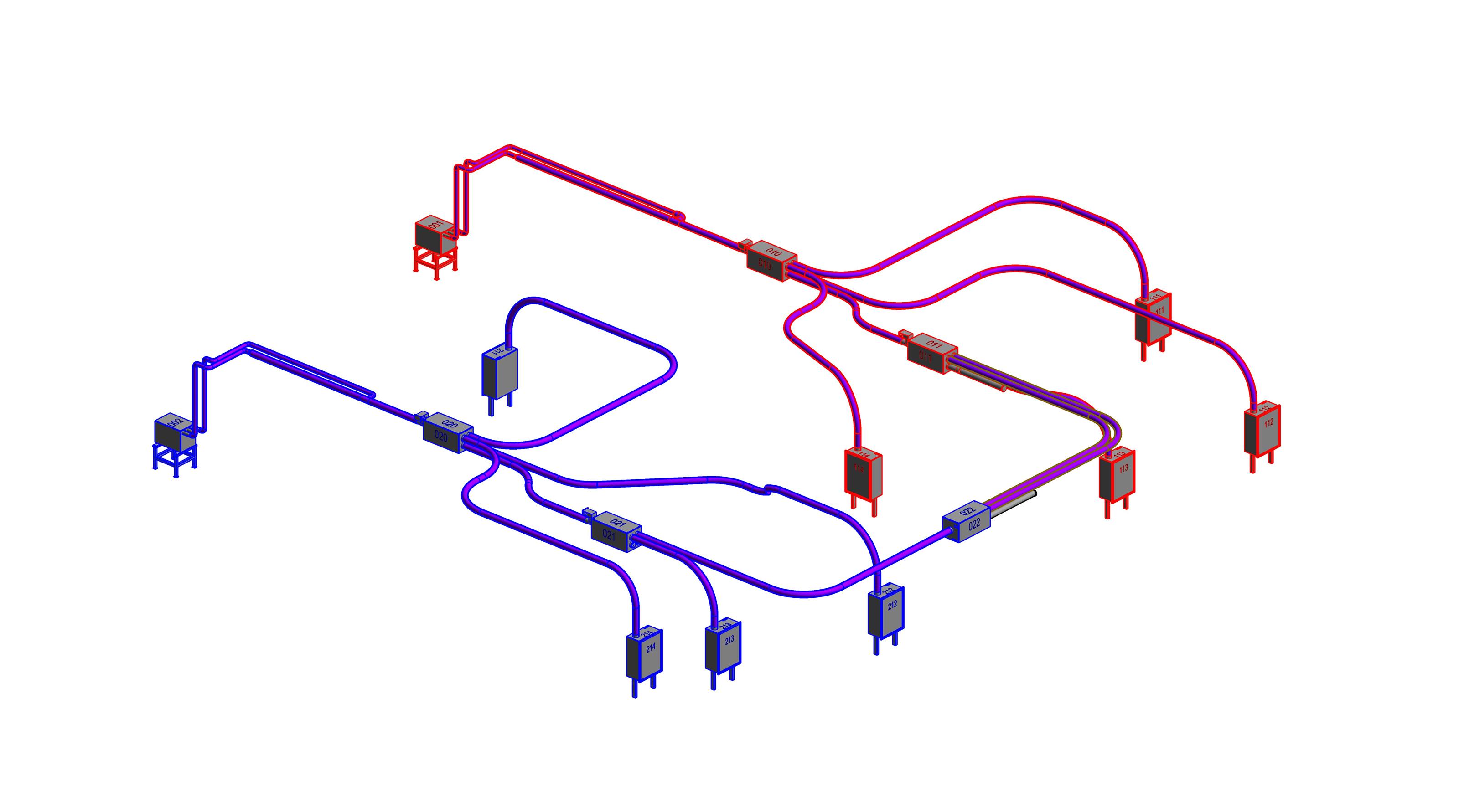 3d computer model of pneumatic tube system
