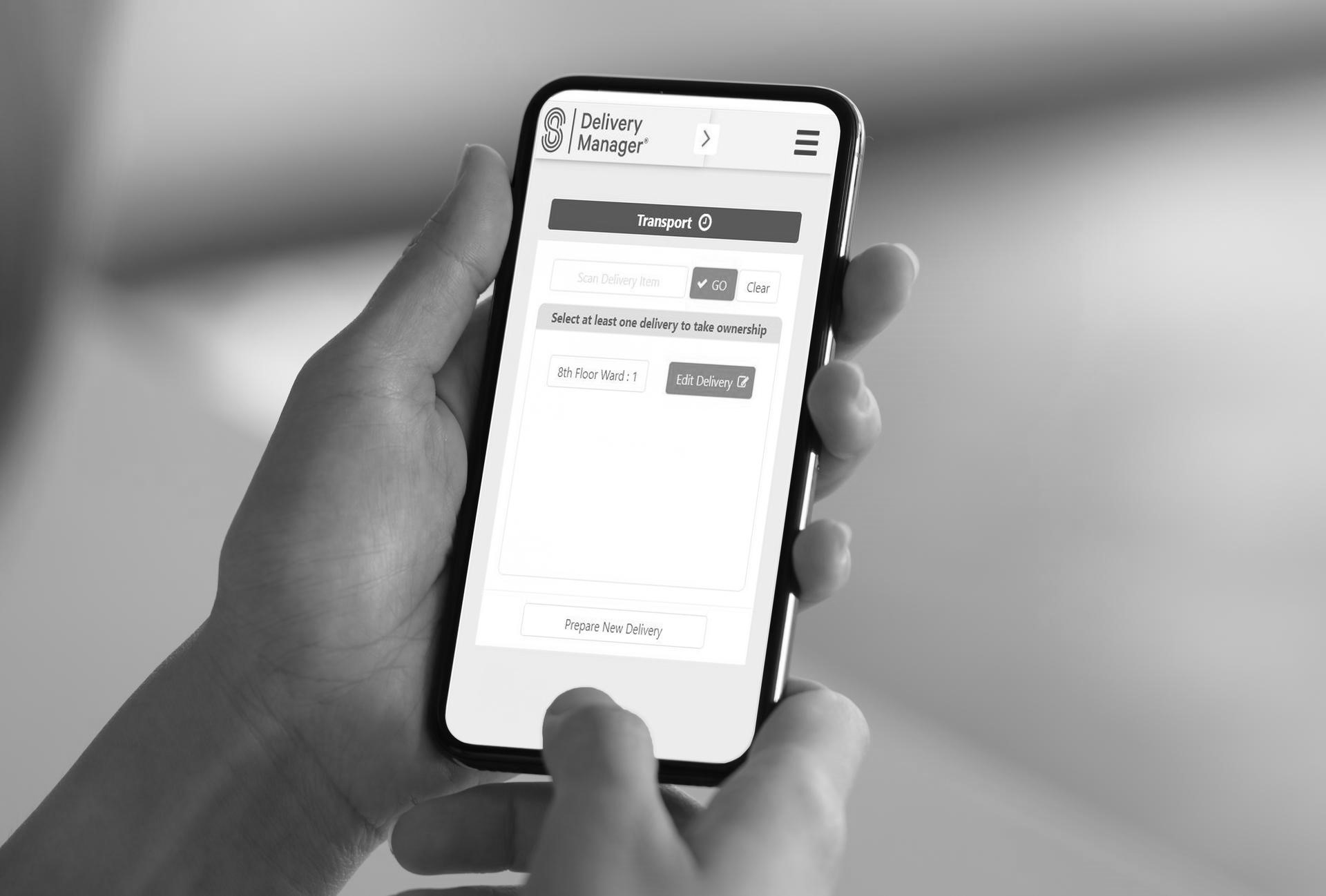 Phone showing Delivery Manager mobile
