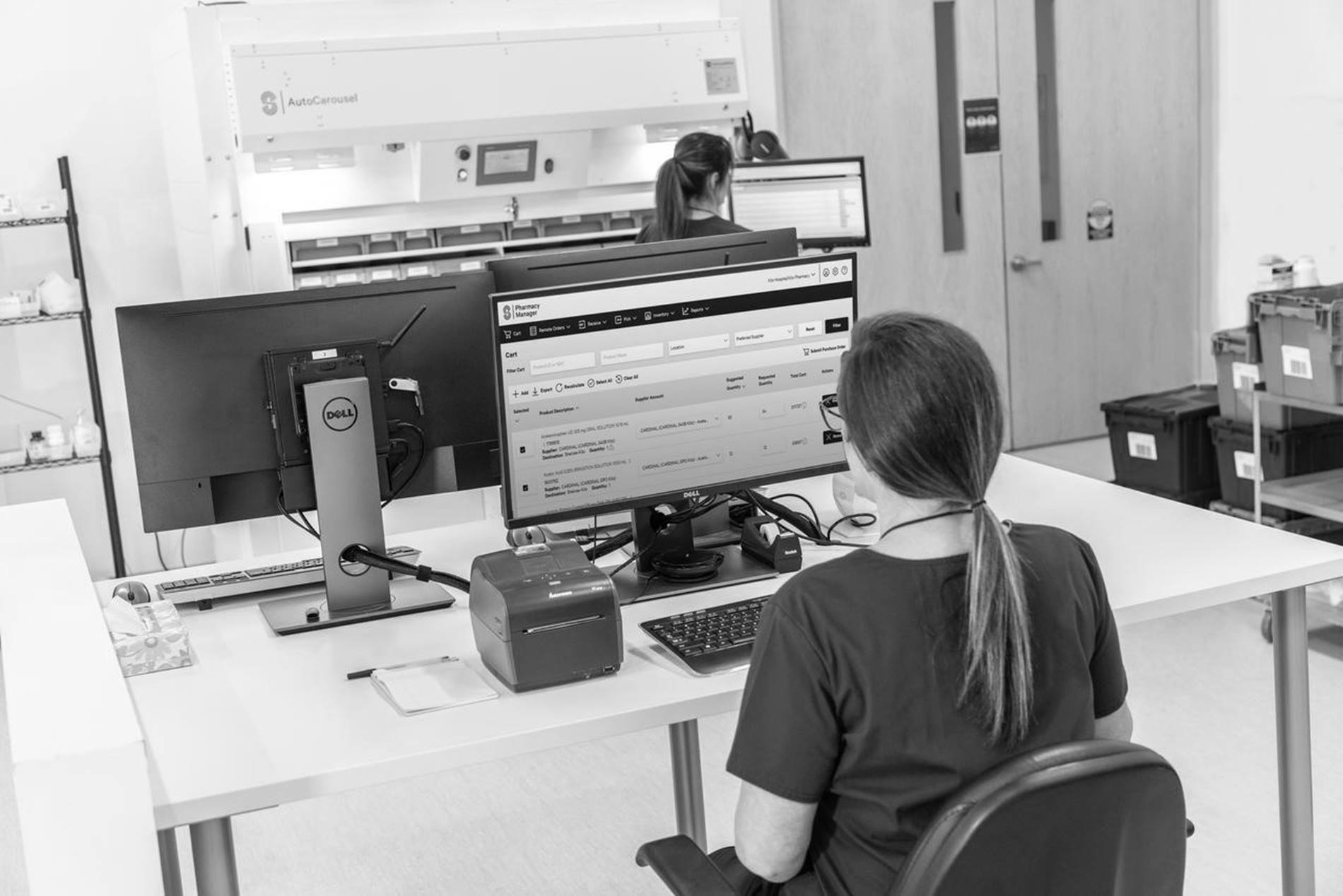 person using computer in lab