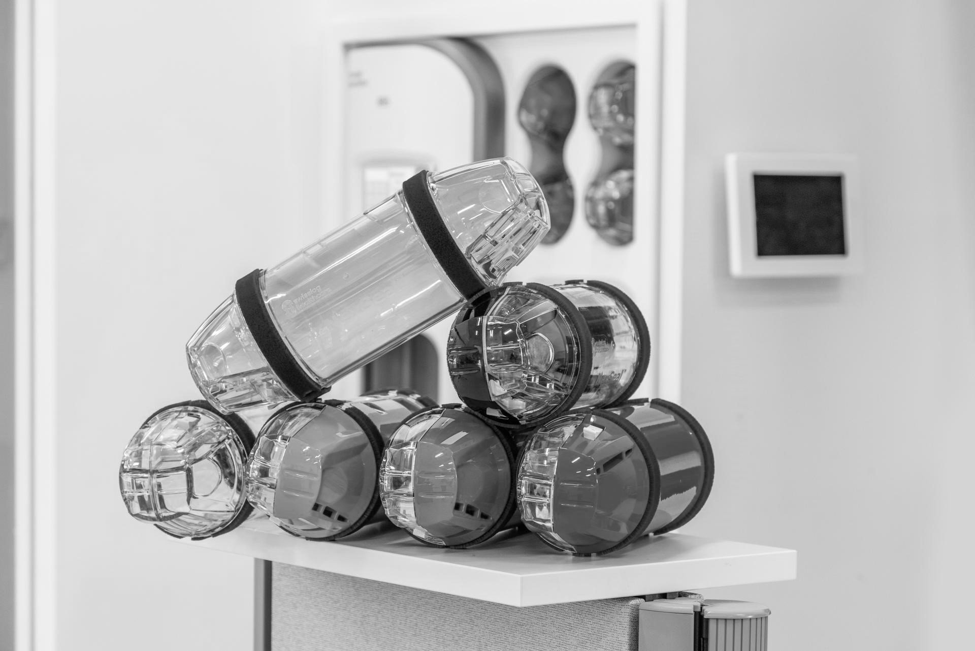 pneumatic tube system carriers stacked