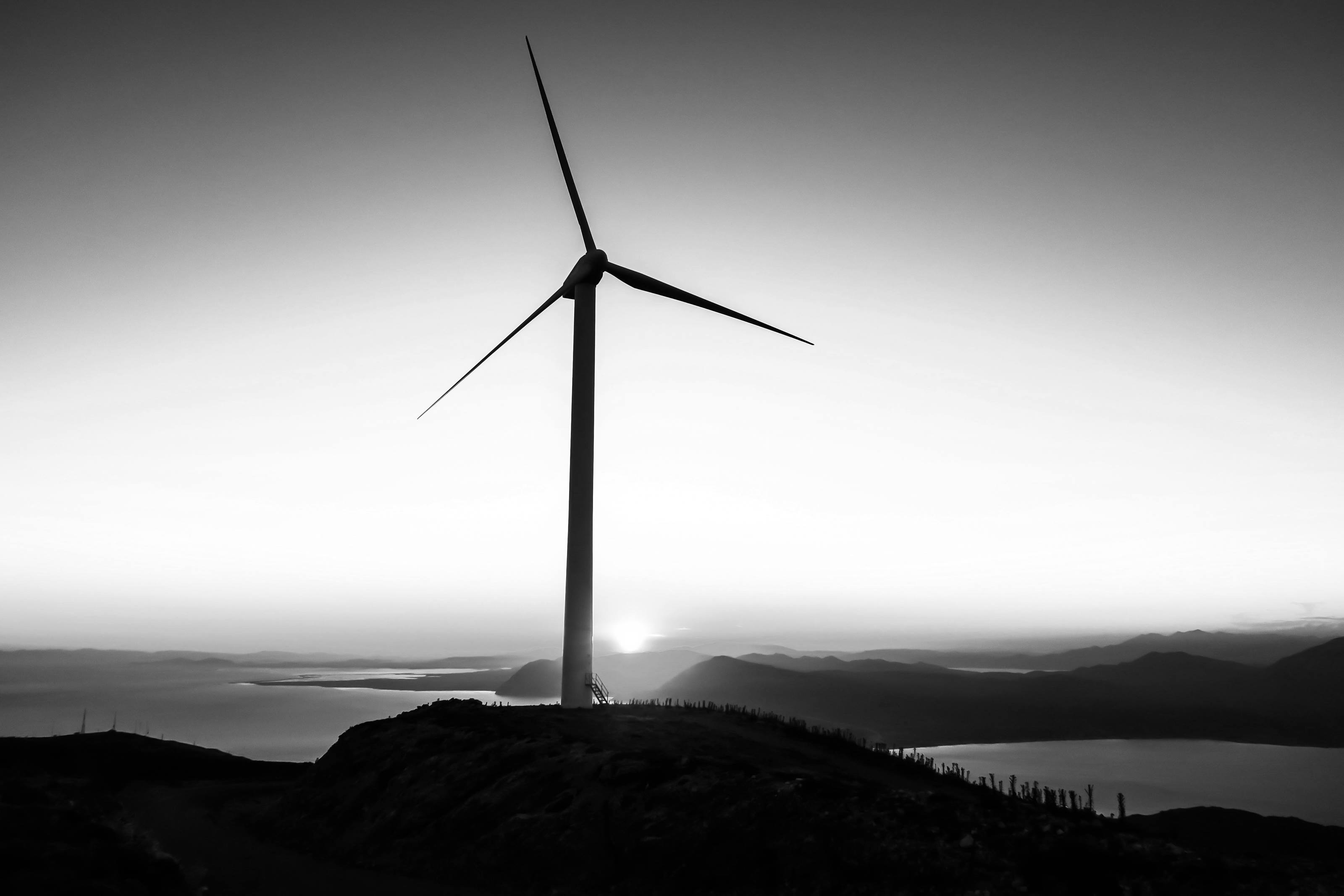 wind turbine at dusk