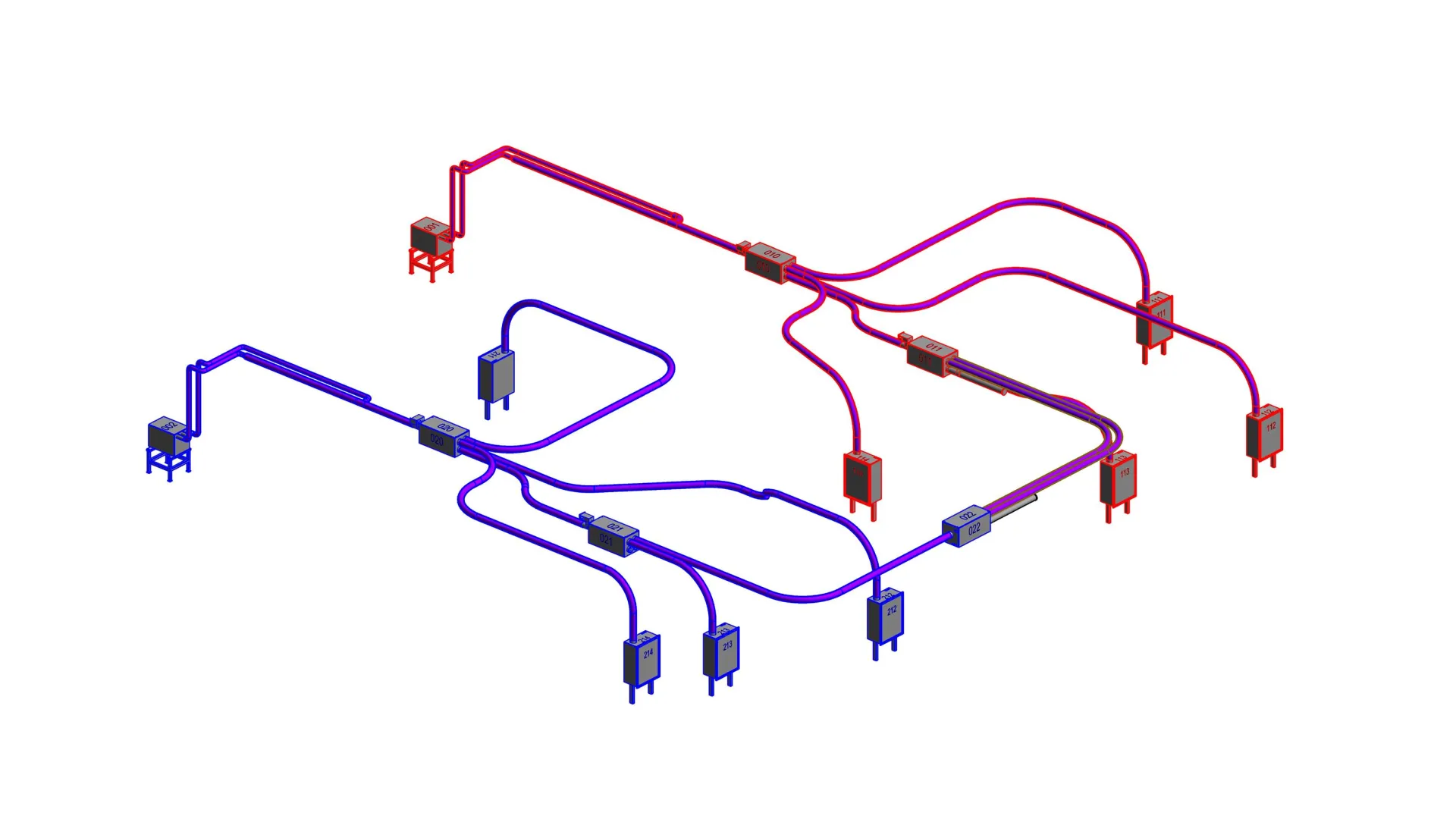 3d computer model of pneumatic tube system