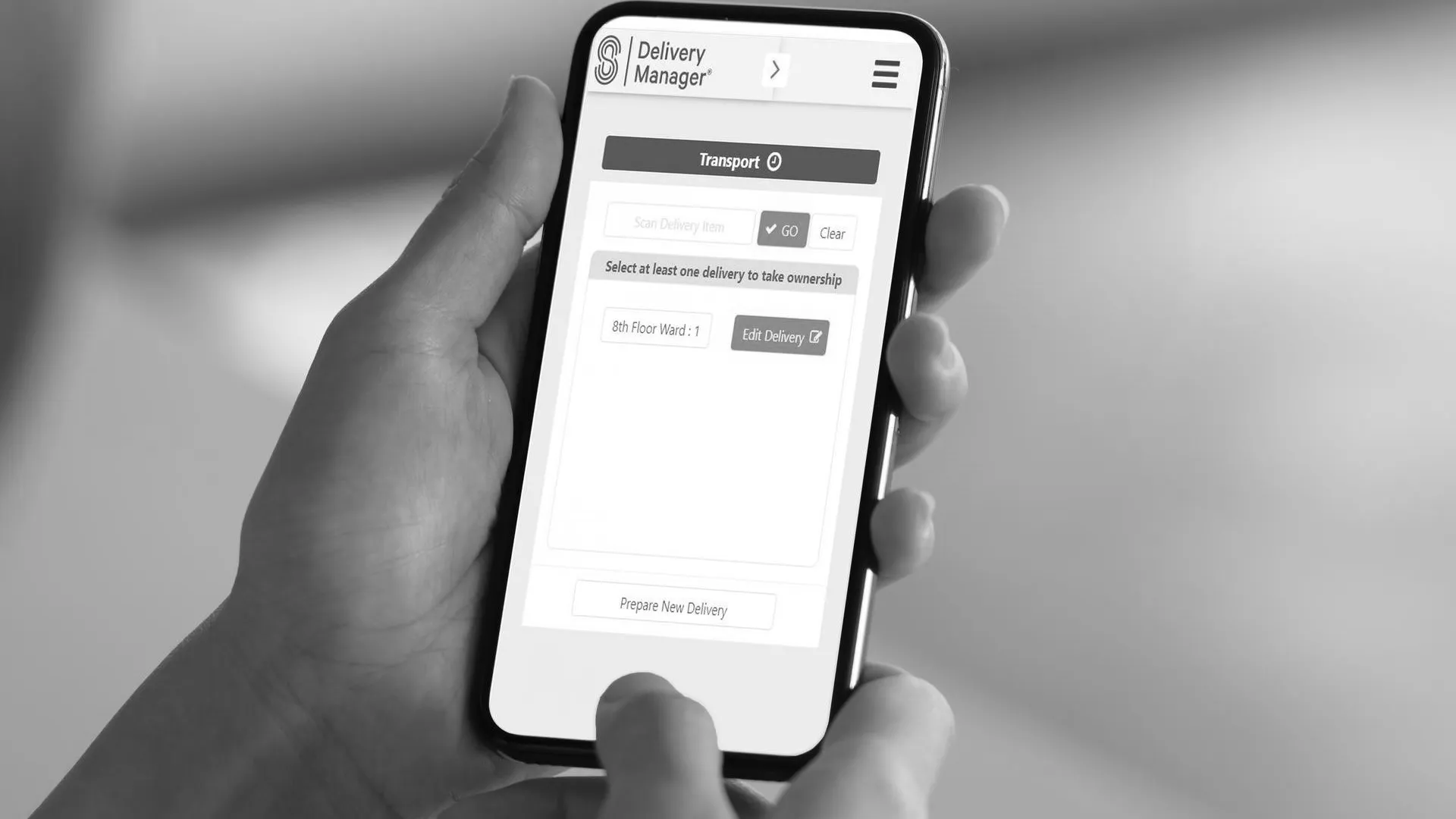 Phone showing Delivery Manager mobile