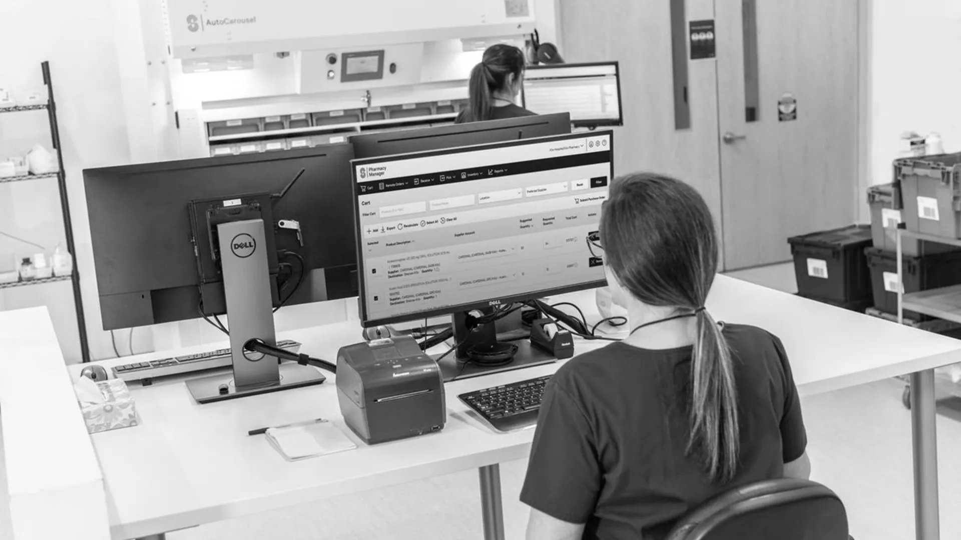 person using computer in lab