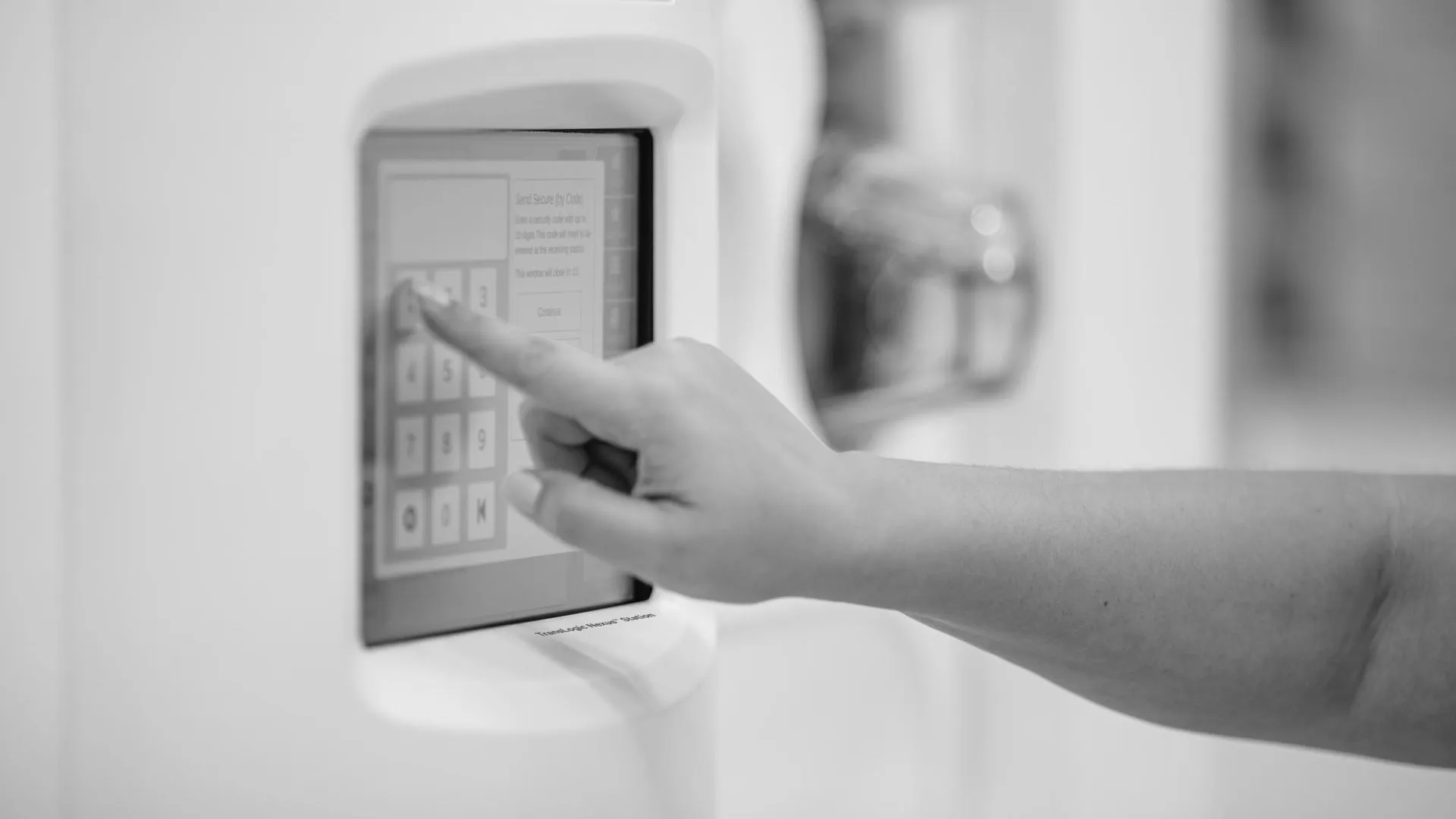 user using touch screen