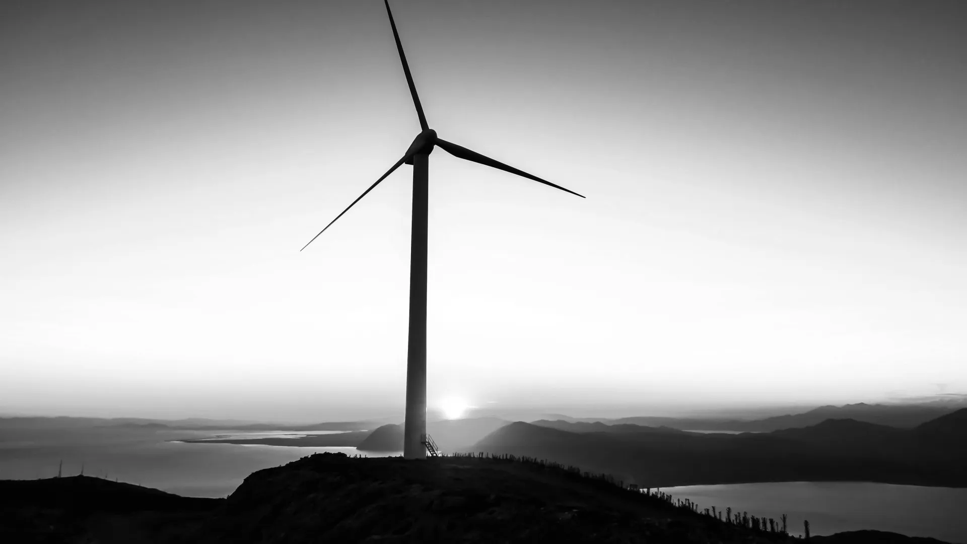wind turbine at dusk