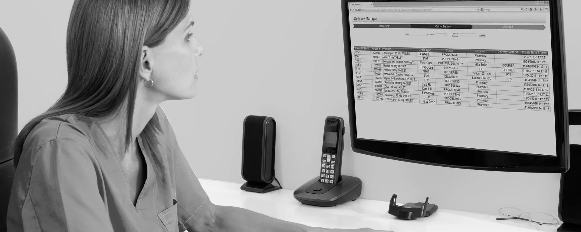 hospital staff using desktop