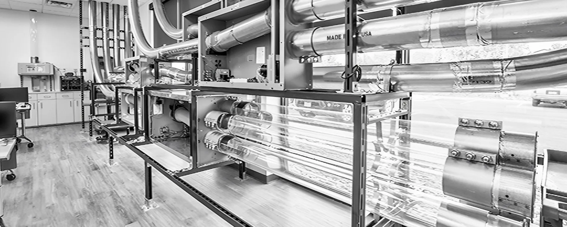 Translogic training center with clear tubes on display
