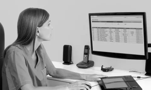 hospital staff using desktop