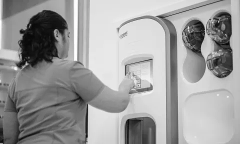 hospital staff using pneumatic tube system