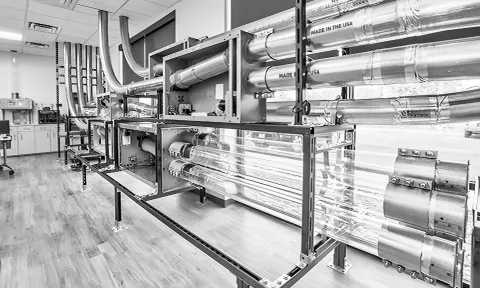 Translogic training center with clear tubes on display