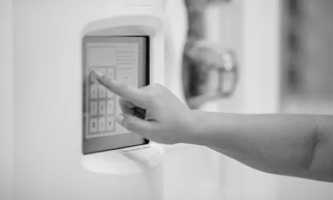 user using touch screen